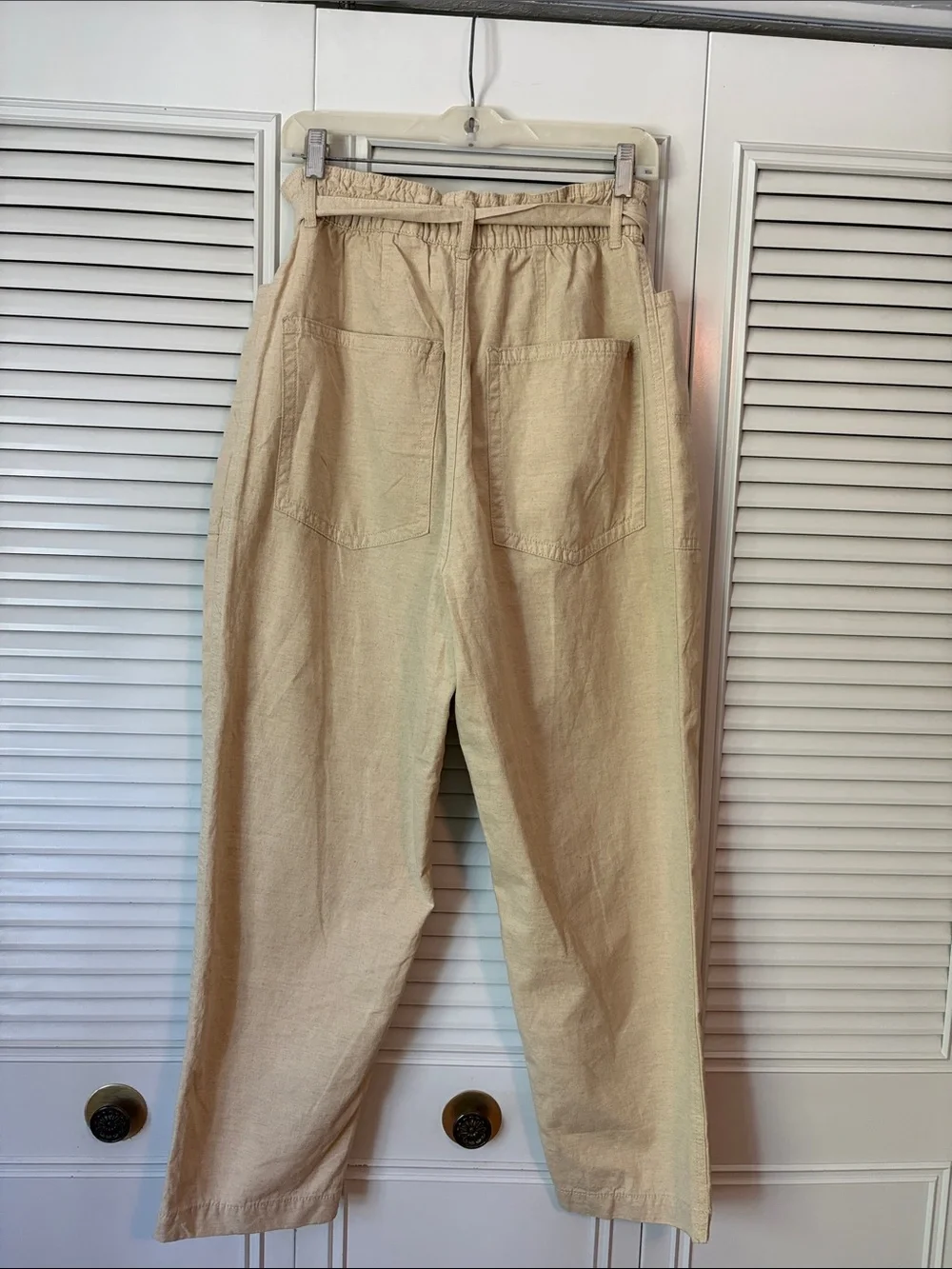 H&M Beige Paperbag Waist Trousers with Tie